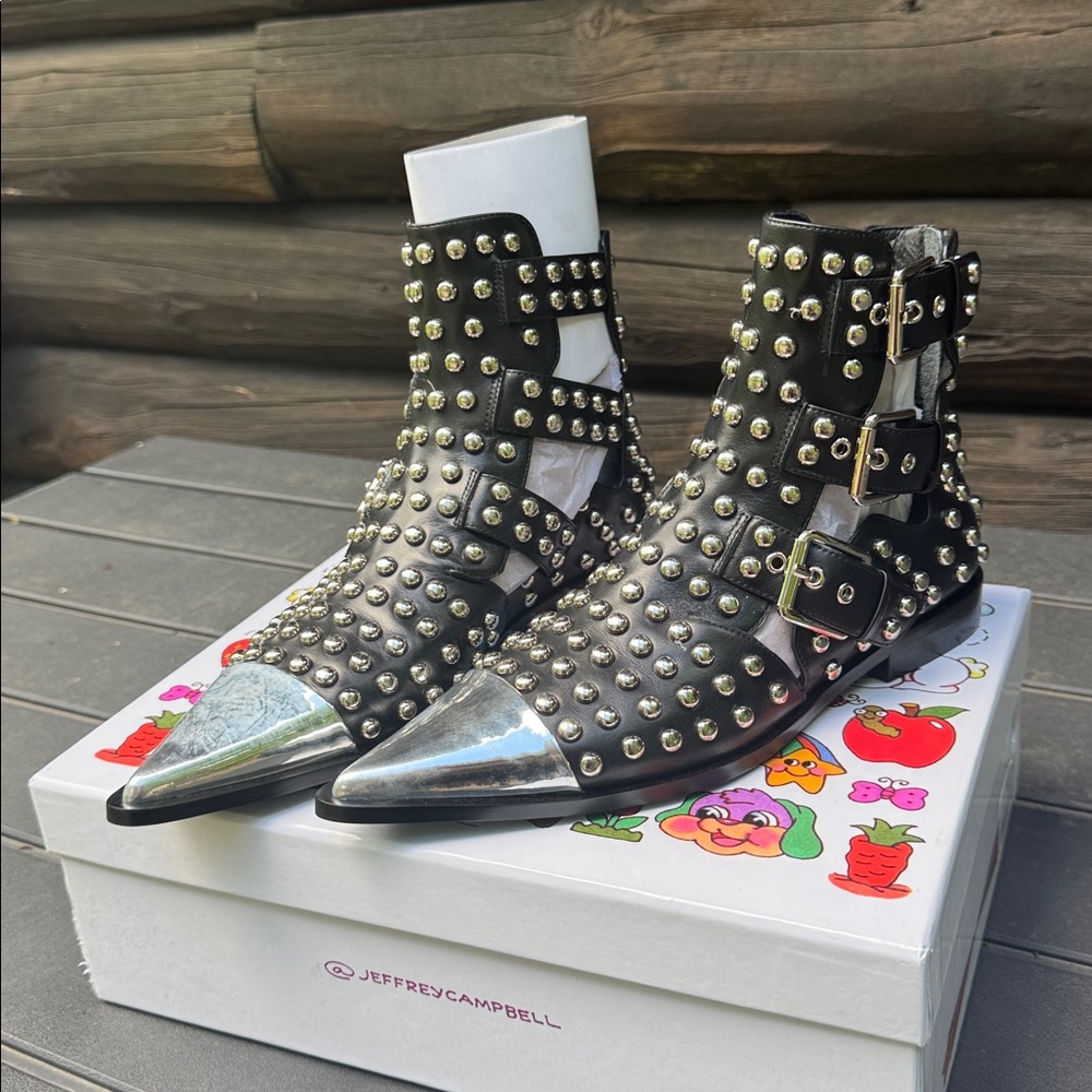 Jeffrey Campbell NIB Kate Western Studded Ankle Boots - Picture 1 of 4